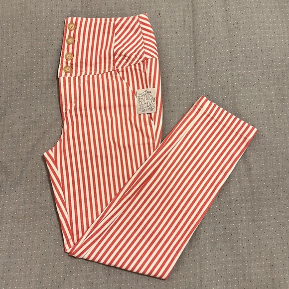 Sale⭐️NWT Free People Frankie Striped High-Waisted Skinny Pants - Picture 4 of 15